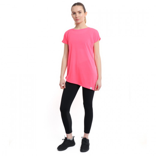 RB Women's Side High-Low T-Shirt, XX Large Size, Pink Color