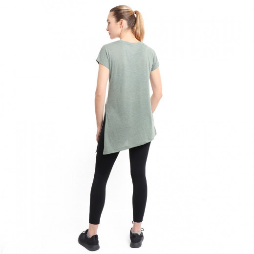 RB Women's Side High-Low T-Shirt, Small Size, Green Color