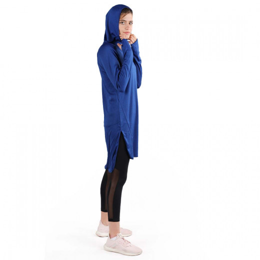 RB Women's Long Running Hoodie, X Large Size, Royal Blue Color