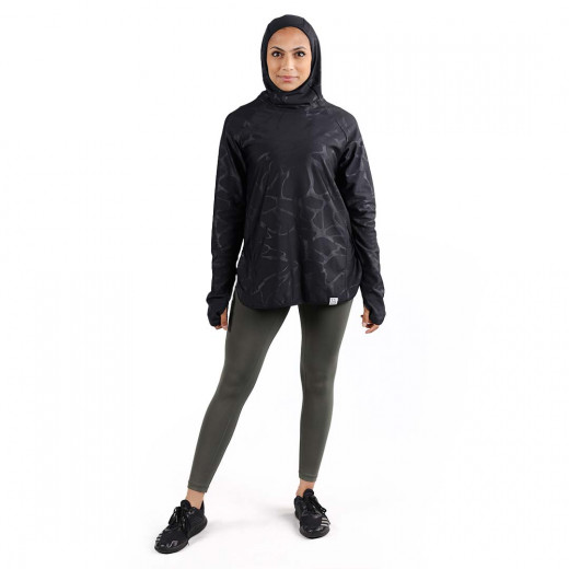 RB Women's Short Running Hoodie, Medium Size, Marble Black Color