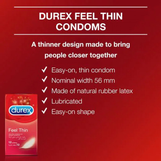 Durex Fetherlite Condoms Thin, 12 Pieces