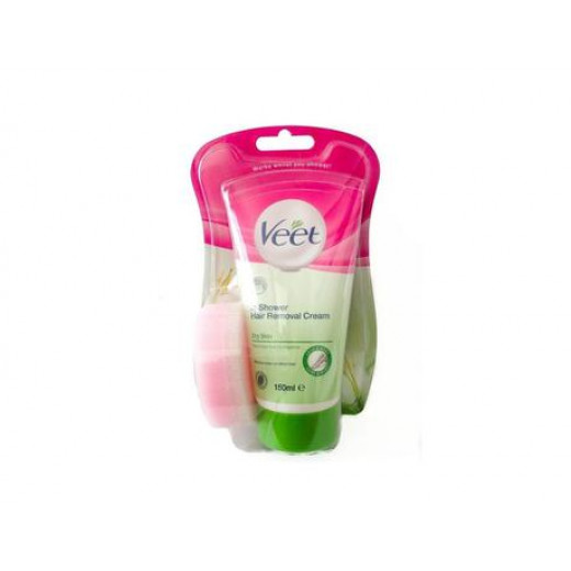 Veet In-Shower Silk and Fresh Hair Removal Cream for Dry Skin, Body and Legs, 150 Ml