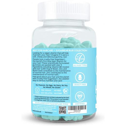 SugarBearHair Gummies Hair growth Biotin, Vegan, 60 Gummies