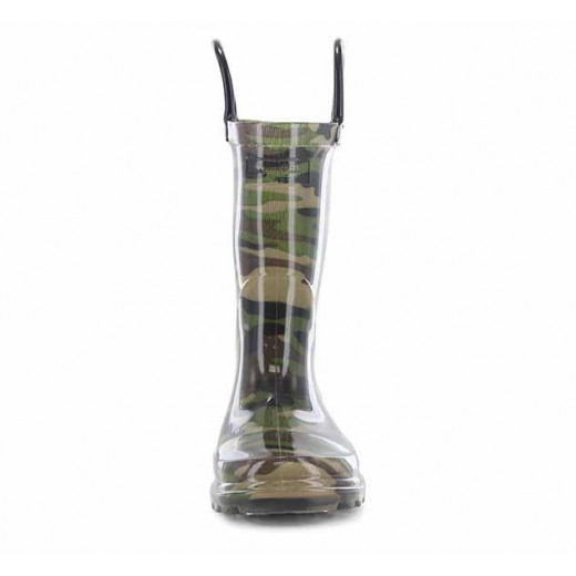 Western Chief Kids Camo Lighted Rain Boots, Green Color, Size 23