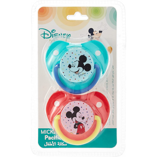 Disney Mickey Mouse Baby Pacifier, Pack of 2, Blue and Red Color