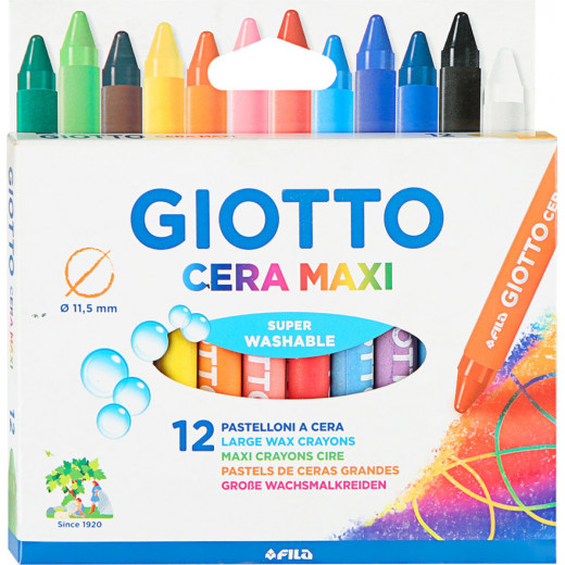 Giotto Wax Crayons Maxi, 12 Pieces