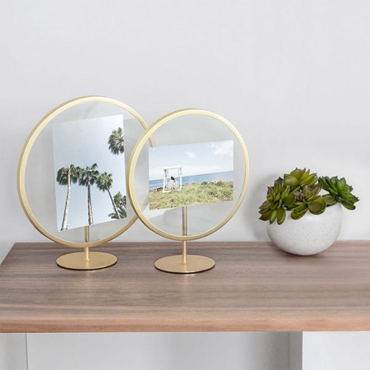 Umbra round photo frame, light gold 4*6 cm