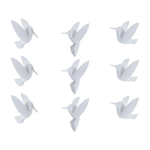 Umbra hummingbird wall decor, set of 9, white