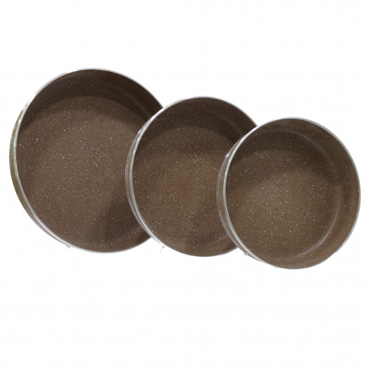 Al Saif Round Granite Oven Trays, Brown Color, Set Of 3 Pieces