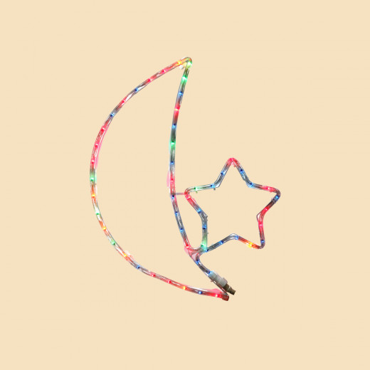 زينة النجمة و الهلال مضاءة باللون القوس قزح, 50 سم
