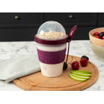 Madame Coco Pansy Snack Container With Spoon, Purple Color