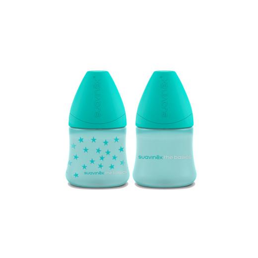 Suavinex The Basics Baby Bottles, Green Color, Pack Of 2 Pieces, 150 Ml