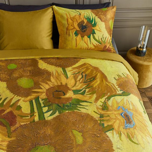 Bedding house van gogh duvet cover set, yellow color, king and super king size, 3 pieces