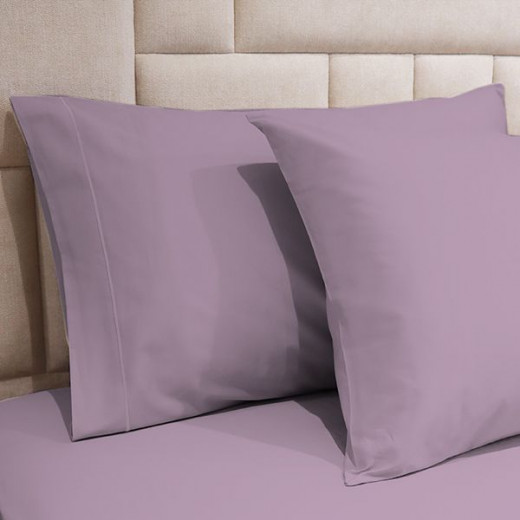 Fieldcrest plain fitted sheet set, cotton, plum color, king size, 3 pieces