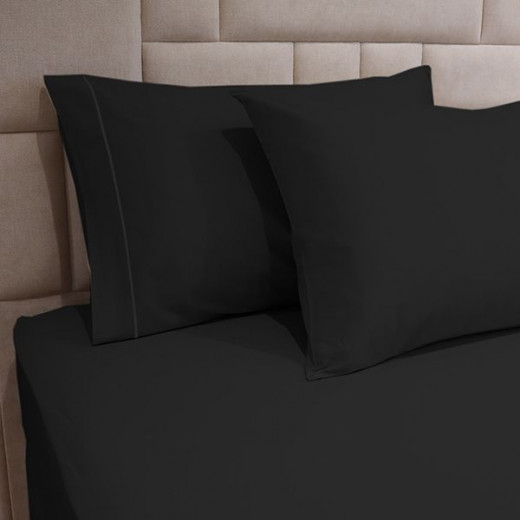 Fieldcrest plain fitted sheet set, black color, twin size