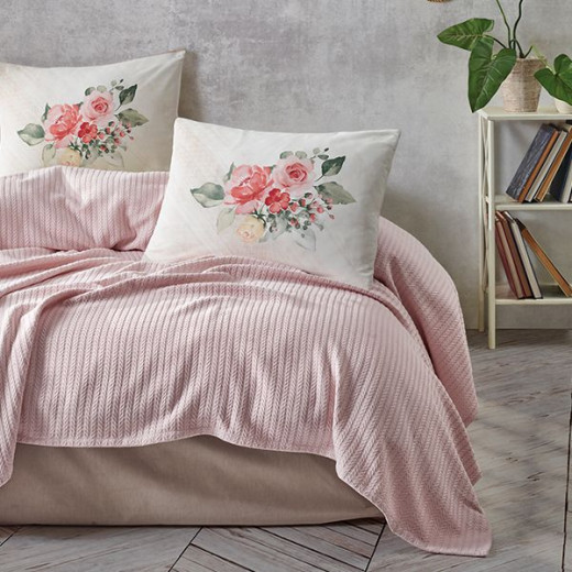 Nova Home Rosanna Pique Bedspread Set, Pink Color, King Size, 4 Pieces