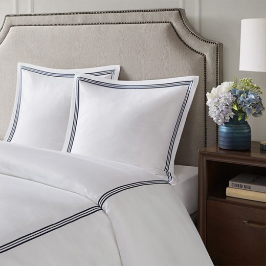 Nova home venice euro sham set, white and navy color, 65x65 size