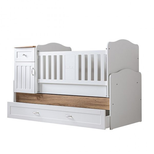 Pierre Cardin Bonnie Baby's Bed Convertible To Kid's Bed With Studying Desk, White Color