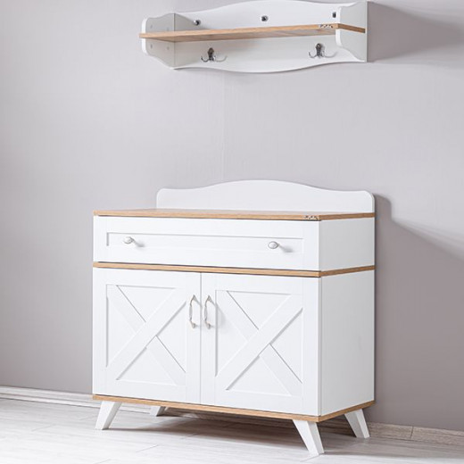 Pierre Cardin Bonnie Baby Room Dresser With Shelf, White Color