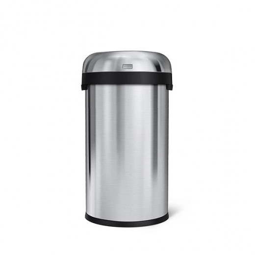 Simplehuman open bullet trash bin, stainless steel, brushed, 60 liter