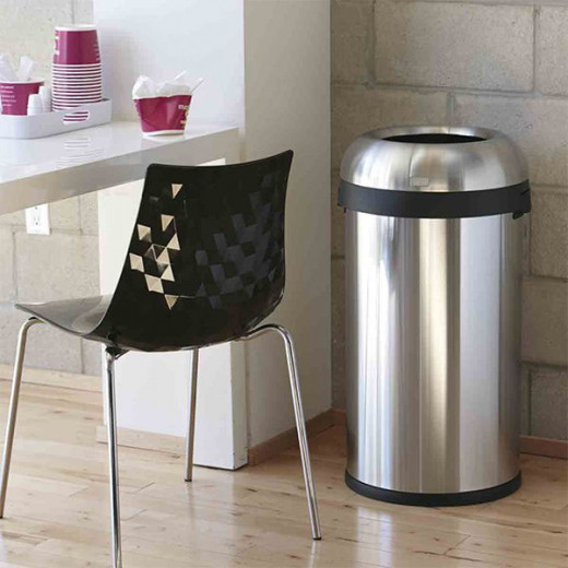 Simplehuman open bullet trash bin, stainless steel, brushed, 80 liter