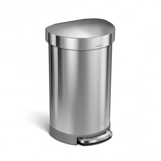 Simplehuman trash bin semi round, stainless steel, brushed, 45 liter