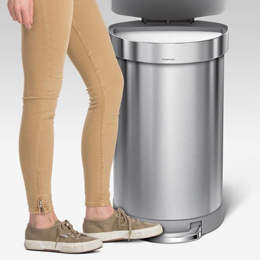 Simplehuman trash bin semi round, stainless steel, brushed, 60 liter