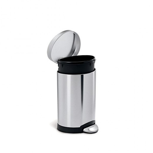 Simplehuman trash bin semi round, stainless steel, brushed, 6 liter