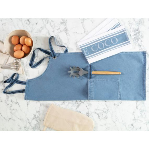 Madame Coco Fiori Kitchen Apron, Light Blue Color