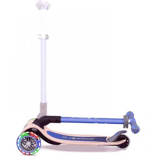 Globber Primo Foldable Wood Scooter with Lights, Blue Color