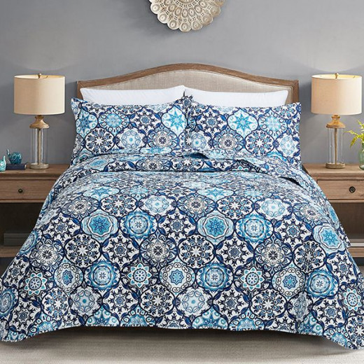 Nova Bed Spread 4 Pieces Set Brooke, Blue Color