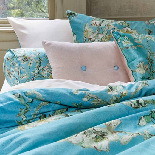 Bedding House, Duvet cover, 3 Pieces, Blue Color, King Size, Gogh Almond Blossom Design