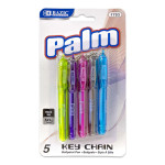 Bazic Palm Mini Ballpoint Pen Key Ring, 5 Pack
