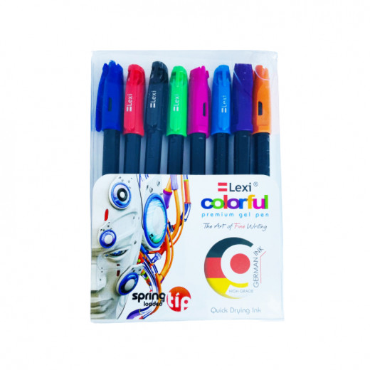 Lexi Colorful Gel Pen, Assorted Colors, 8 Colors