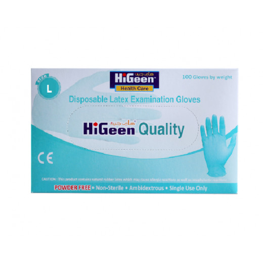 HiGeen Gloves Free Powder, Large Size, 100 Pieces