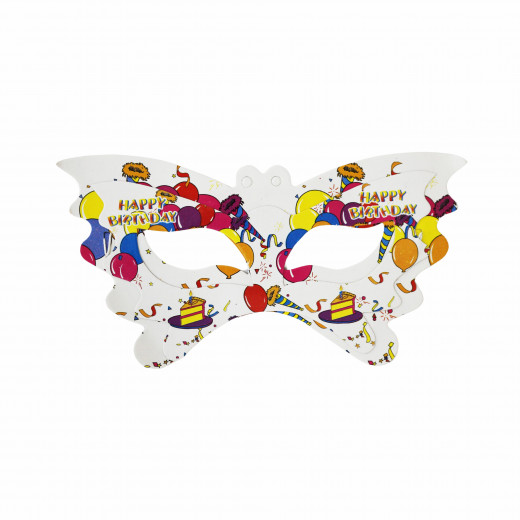 Happy Birthday Party Face Eye Mask Pack of 11- White Color with Colored Balloons Design