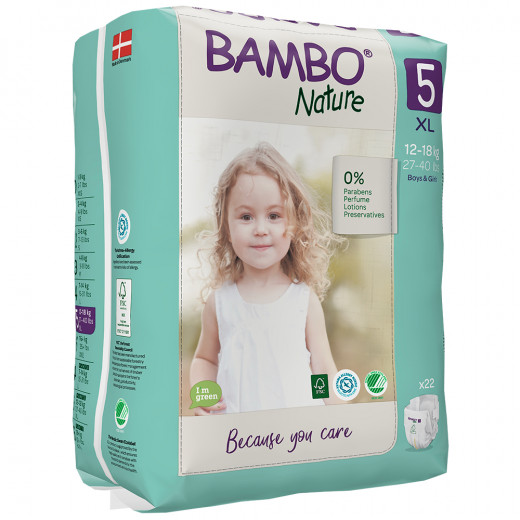 Bambo Nature Diapers Size 5, 12-18 Kg, 22 Diapers
