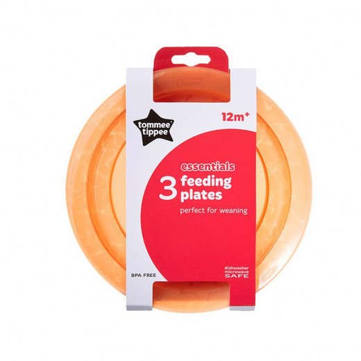 Tommee Tippee Feeding Plates, Pack of 3, Orange