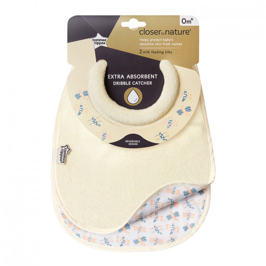 Tommee Tippee Closer to Nature Milk Feeding Bibs, Beige Color, 2 Pieces