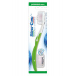 Silver Care Antibacterial Silver Plated Head Soft Toothbrush Two Heads, Assorted Color