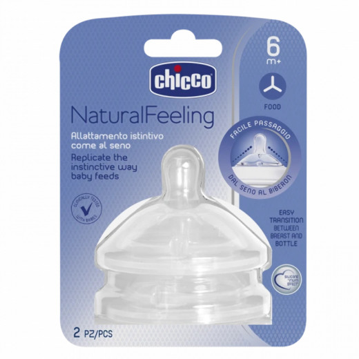 Chicco Natural Feeling Teat 6M+ Food Flow 2 Pcs