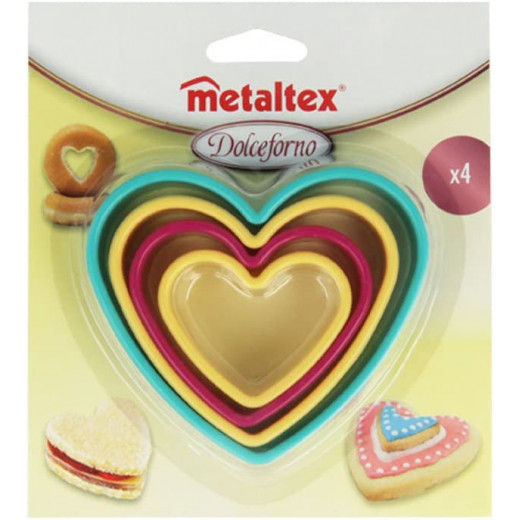 Metaltex Heart Shape Plastic Cookies Cutter, 10X9 Cm, 4 Pieces
