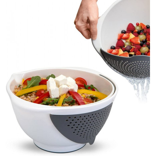 Metaltex Plastic 2 In 1 Bowl & Removable Colander, 25 X 14 Cm