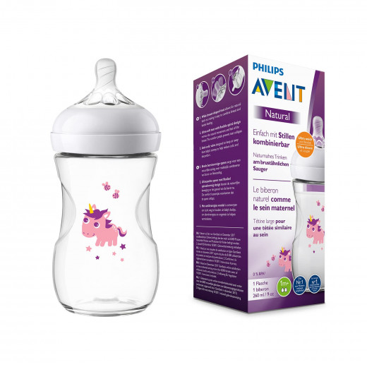 Philips Avent Natural Baby Bottle 260 ml single, Unicorn