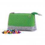 Creative Pixelated School Pencil Case Grey/ Green