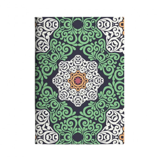 دفتر زخرفة شرقية بتصميم زهور خضراء