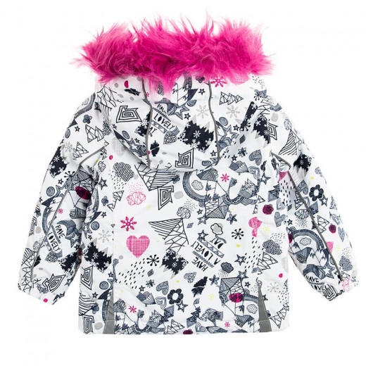 Cool Club Girls Quilted Jacket With Hood,  White & Pink Color