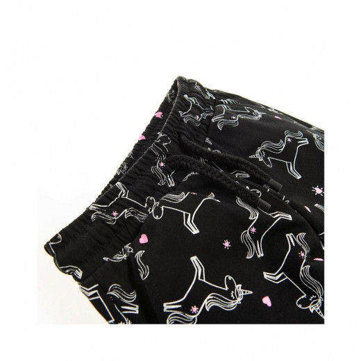 Cool Club Sweatpants, Unicorn Design, Black Color