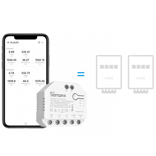 مفتاح ستارة ذكي واي فاي مع قياس طاقة ، مرحل مزدوج DUALR3  من سونوف