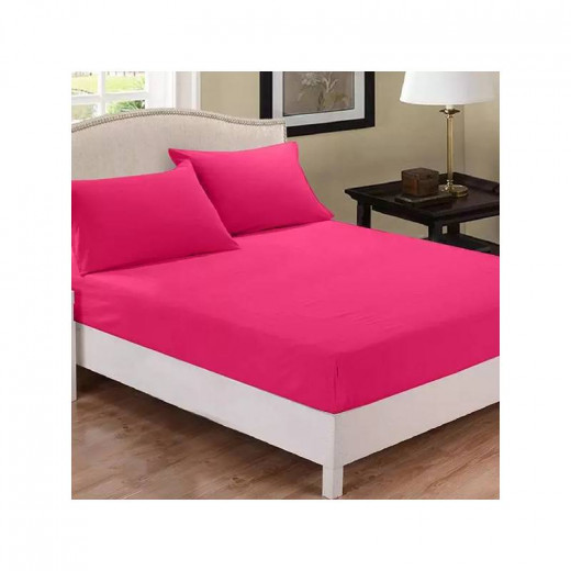 Fieldcrest Plain Fitted Sheet Set, 100% Cotton 220 Thread, Fushia Color